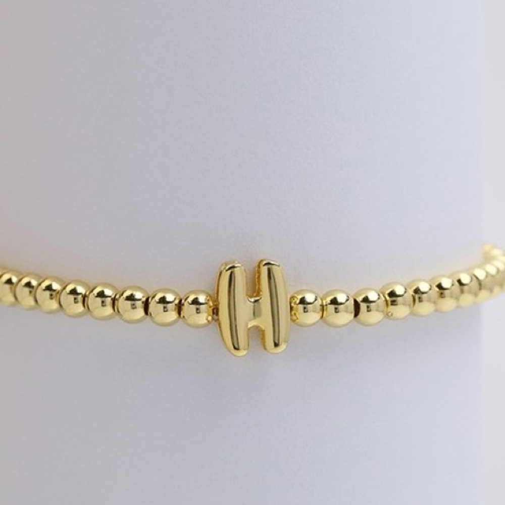 Gold Beaded Bubble Initial Bracelet (5100)